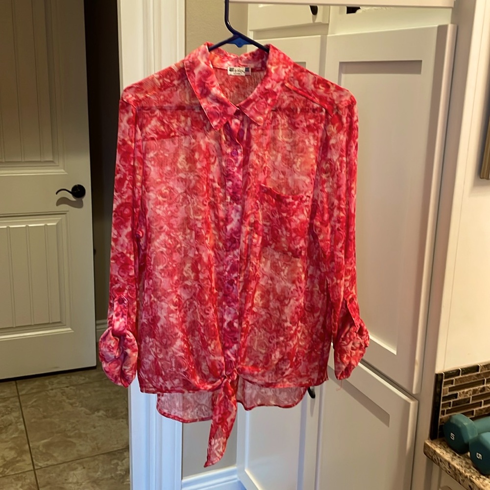 Pretty pink sheer blouse